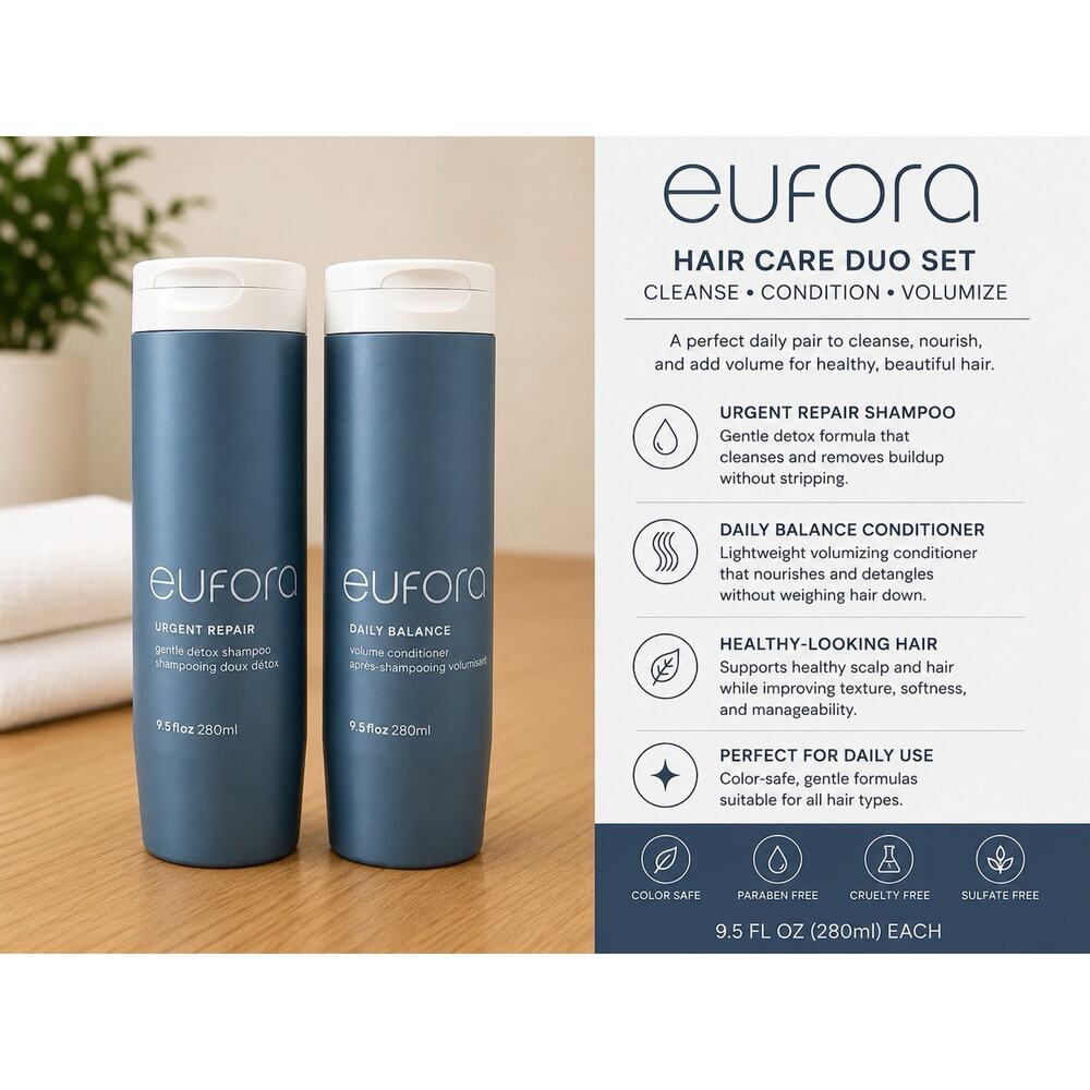 Eufora Urgent Repair Shampoo & Daily Balance Conditioner 9.5oz Duo Set